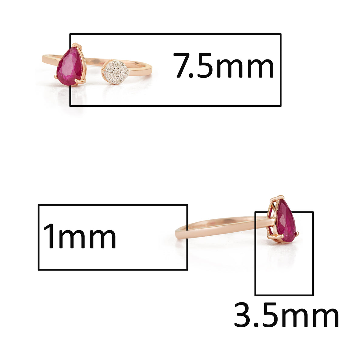 Pear Ruby Diamond Bypass Ring