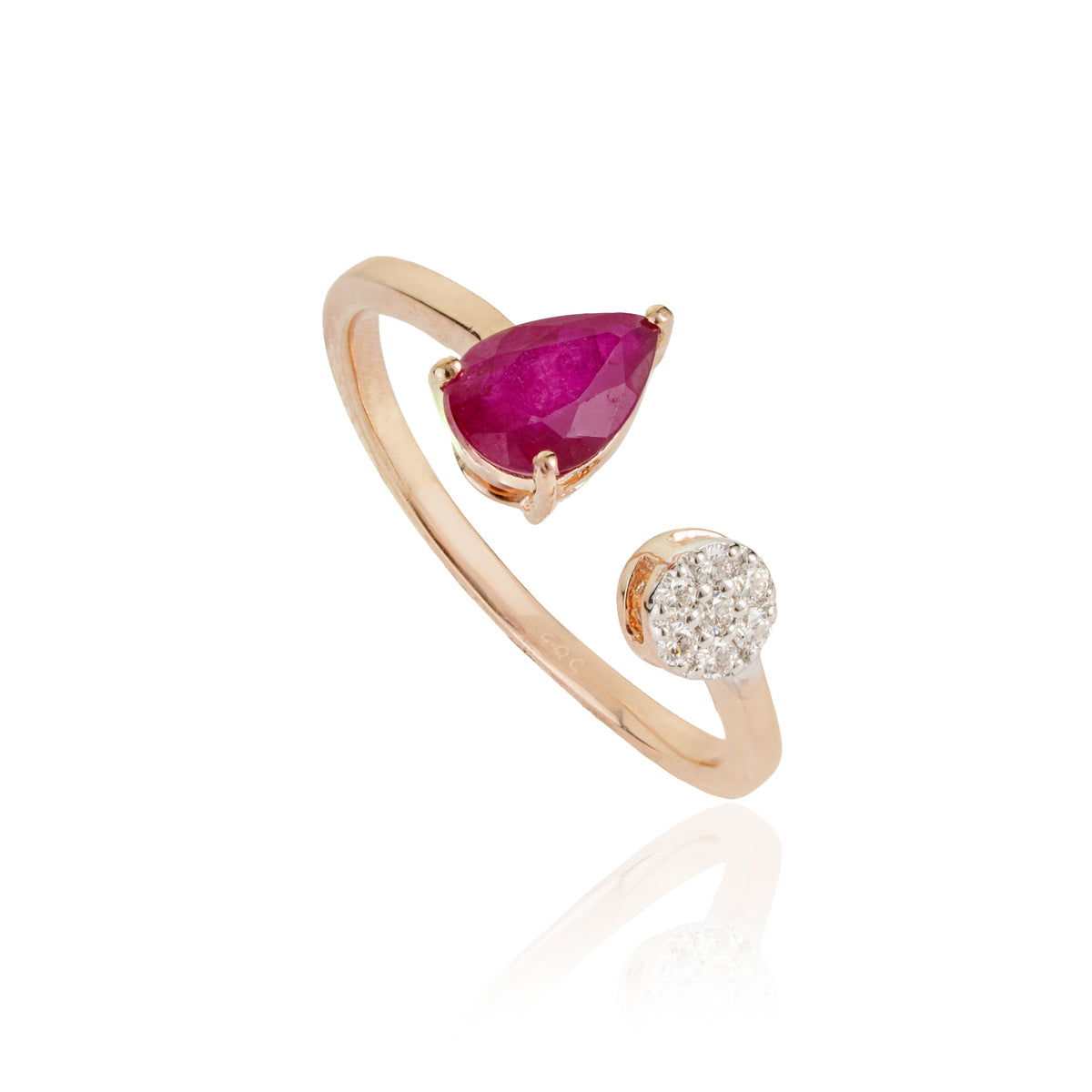 Pear Ruby Diamond Bypass Ring
