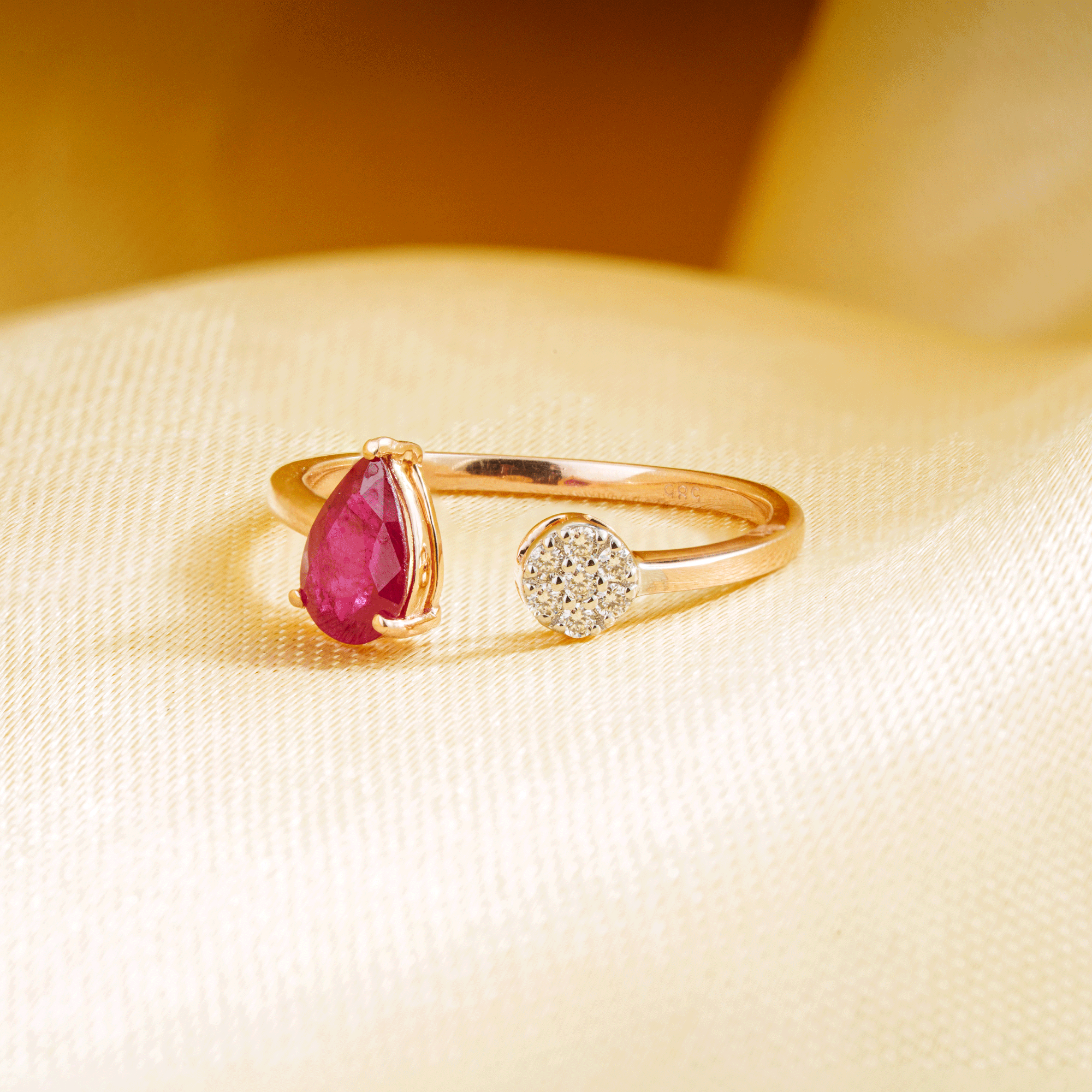 Pear Ruby Diamond Bypass Ring