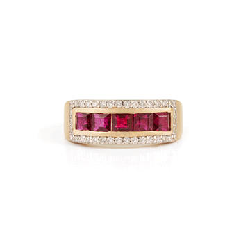 Ruby Diamond Rectangle Signet Ring