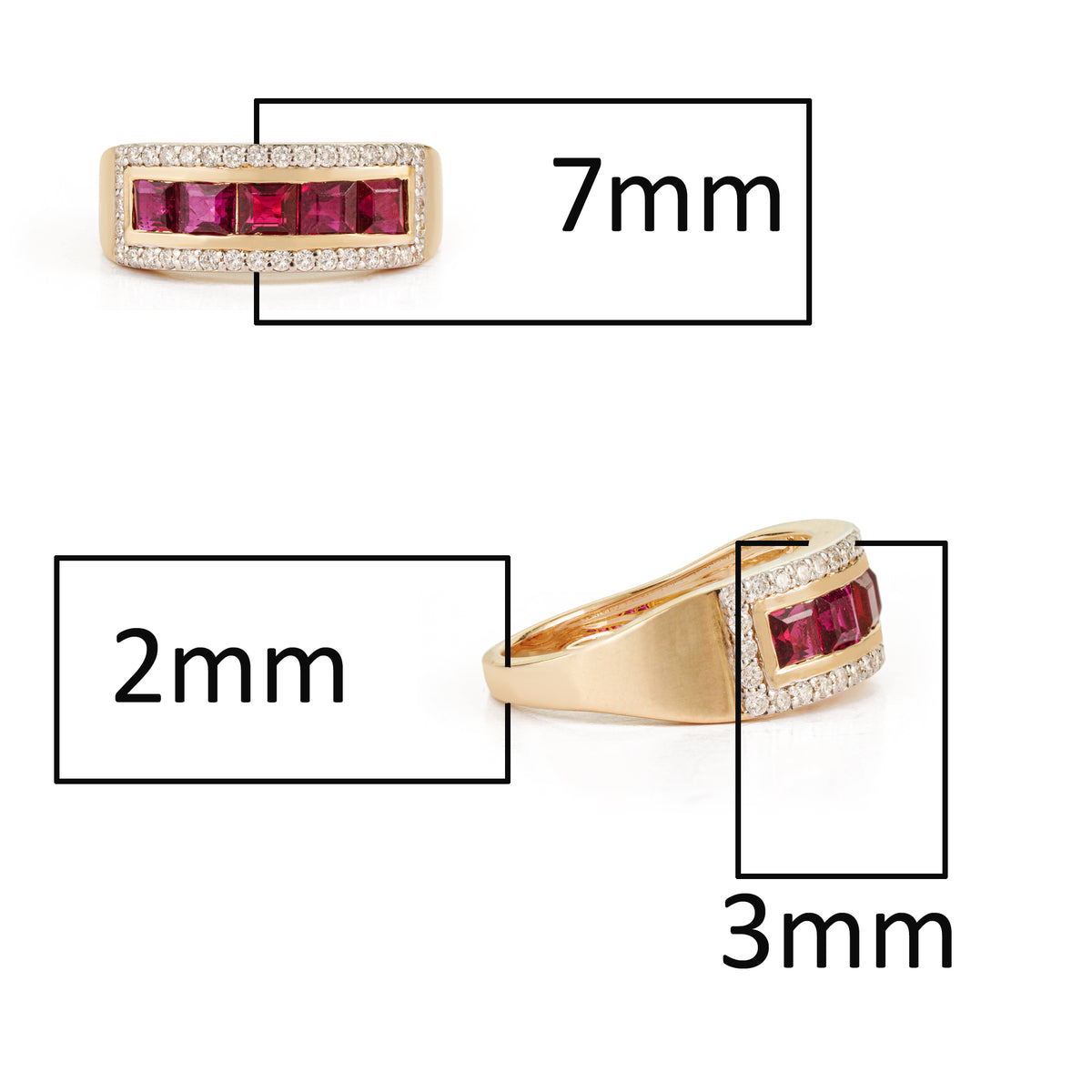 Ruby Diamond Rectangle Signet Ring