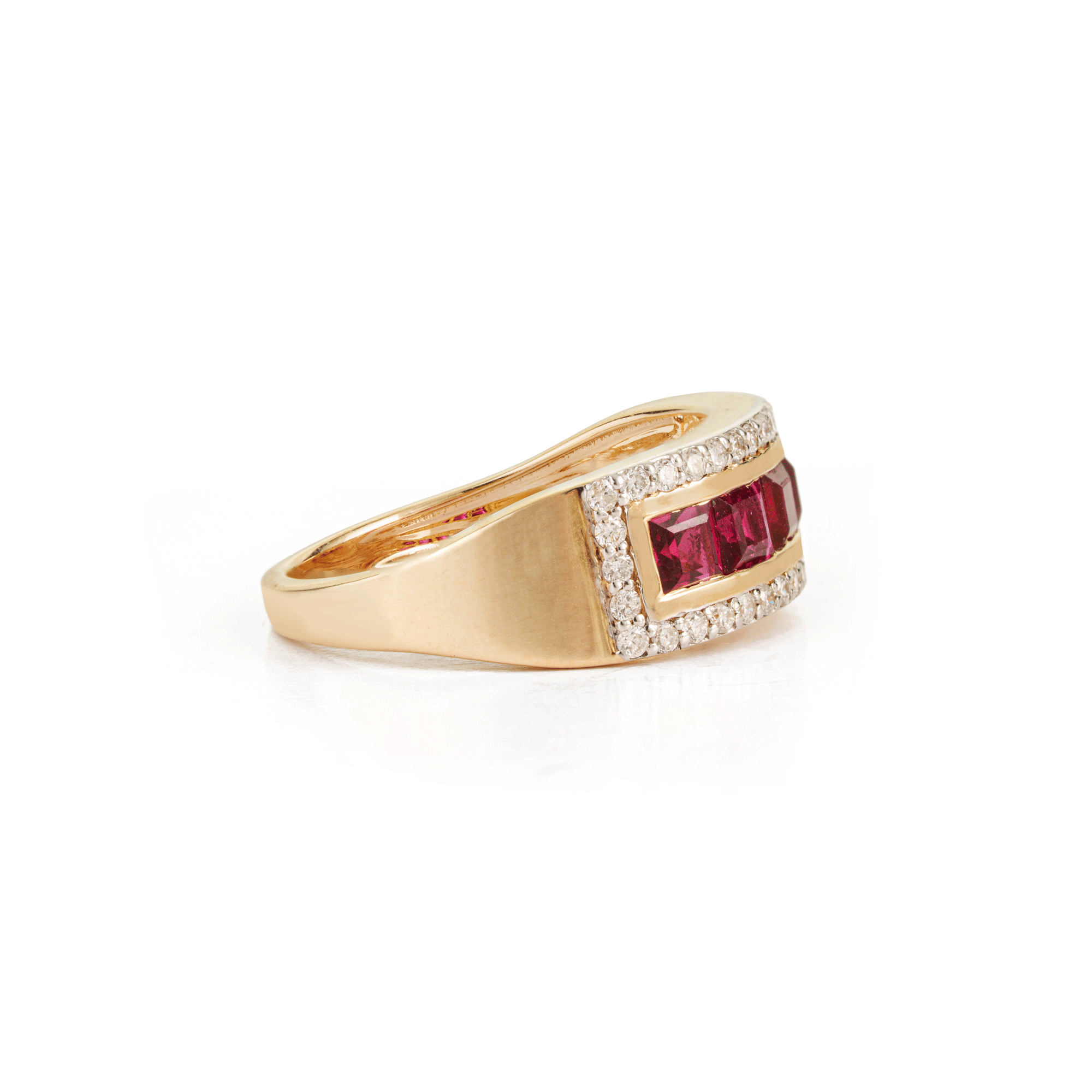 Ruby Diamond Rectangle Signet Ring