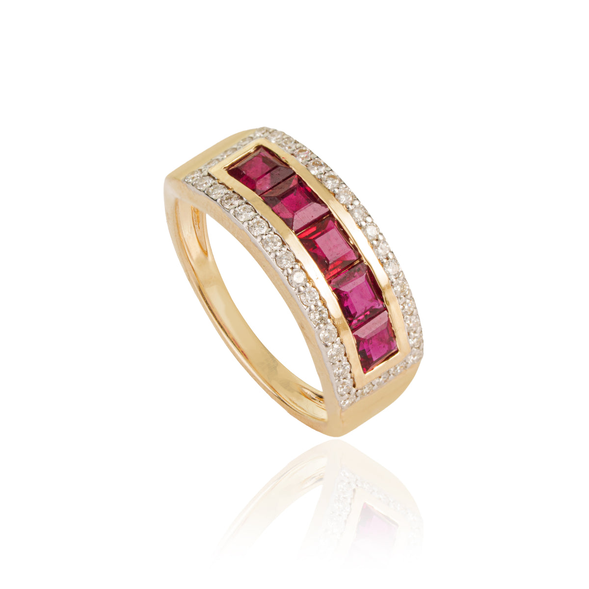 Ruby Diamond Rectangle Signet Ring
