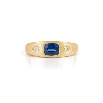 Blue Sapphire Diamond Signet Ring