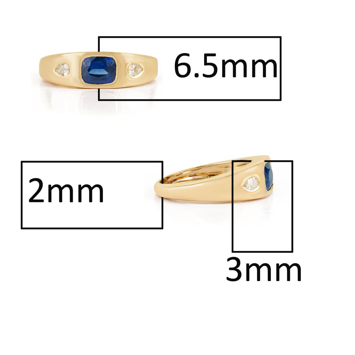 Blue Sapphire Diamond Signet Ring