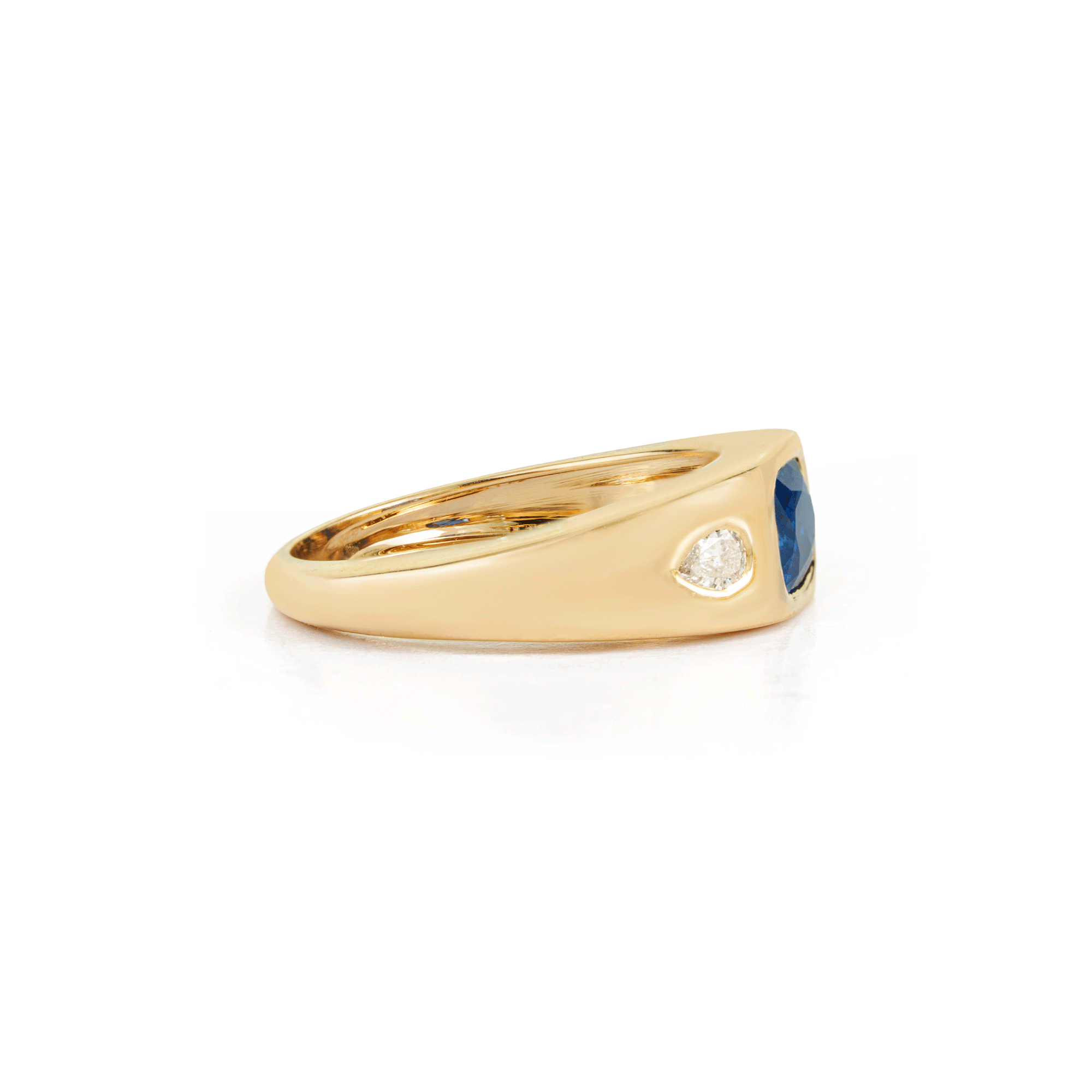 Blue Sapphire Diamond Signet Ring