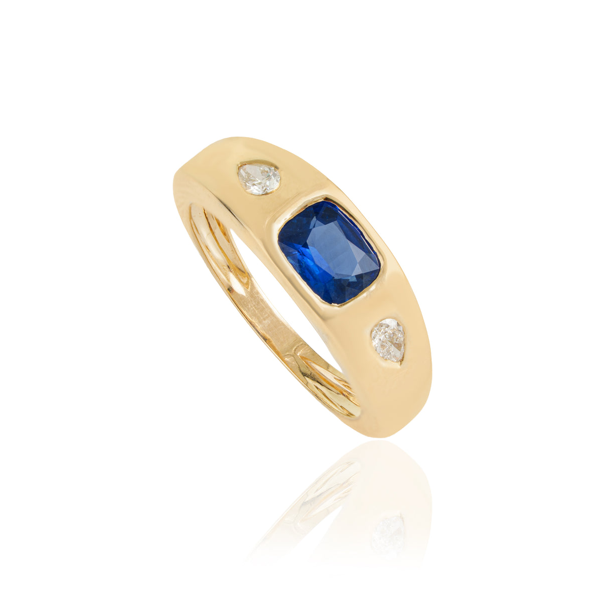 Blue Sapphire Diamond Signet Ring