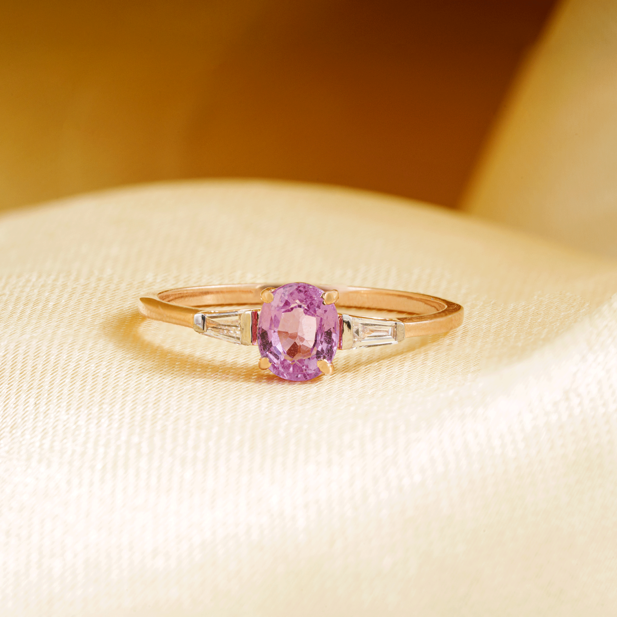 Pink Sapphire Ring with Diamond