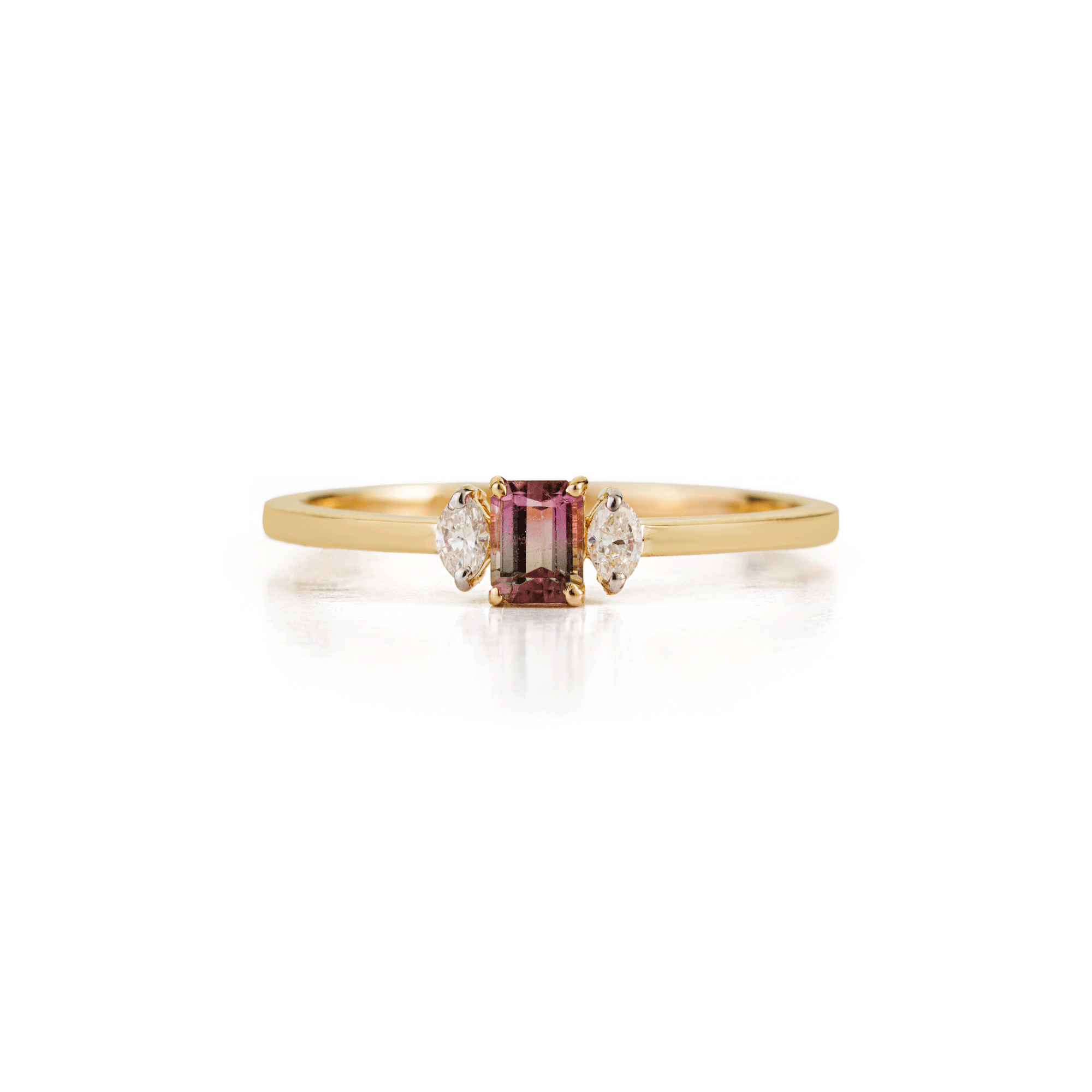 Bi-Color Tourmaline Diamond Ring