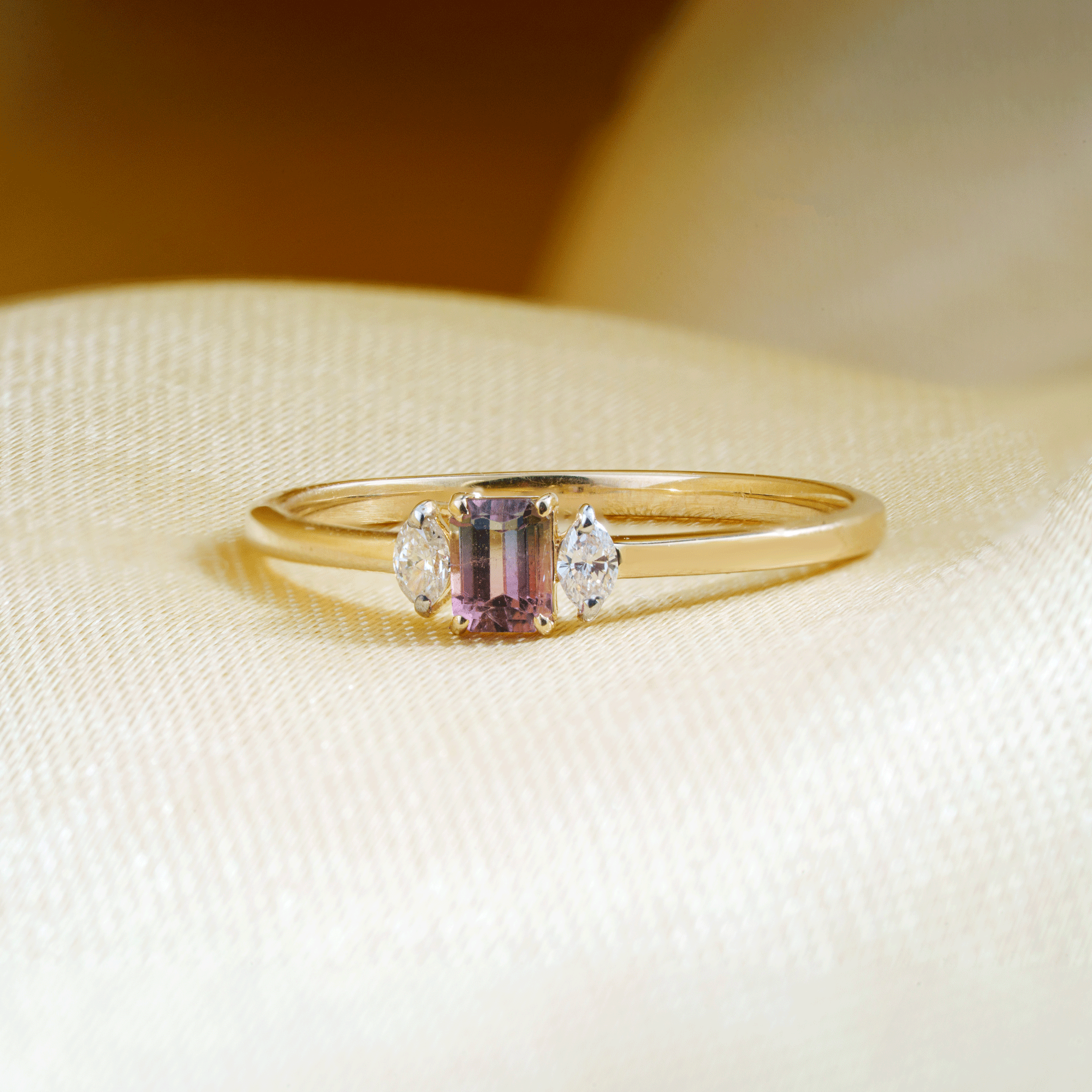 Bi-Color Tourmaline Diamond Ring