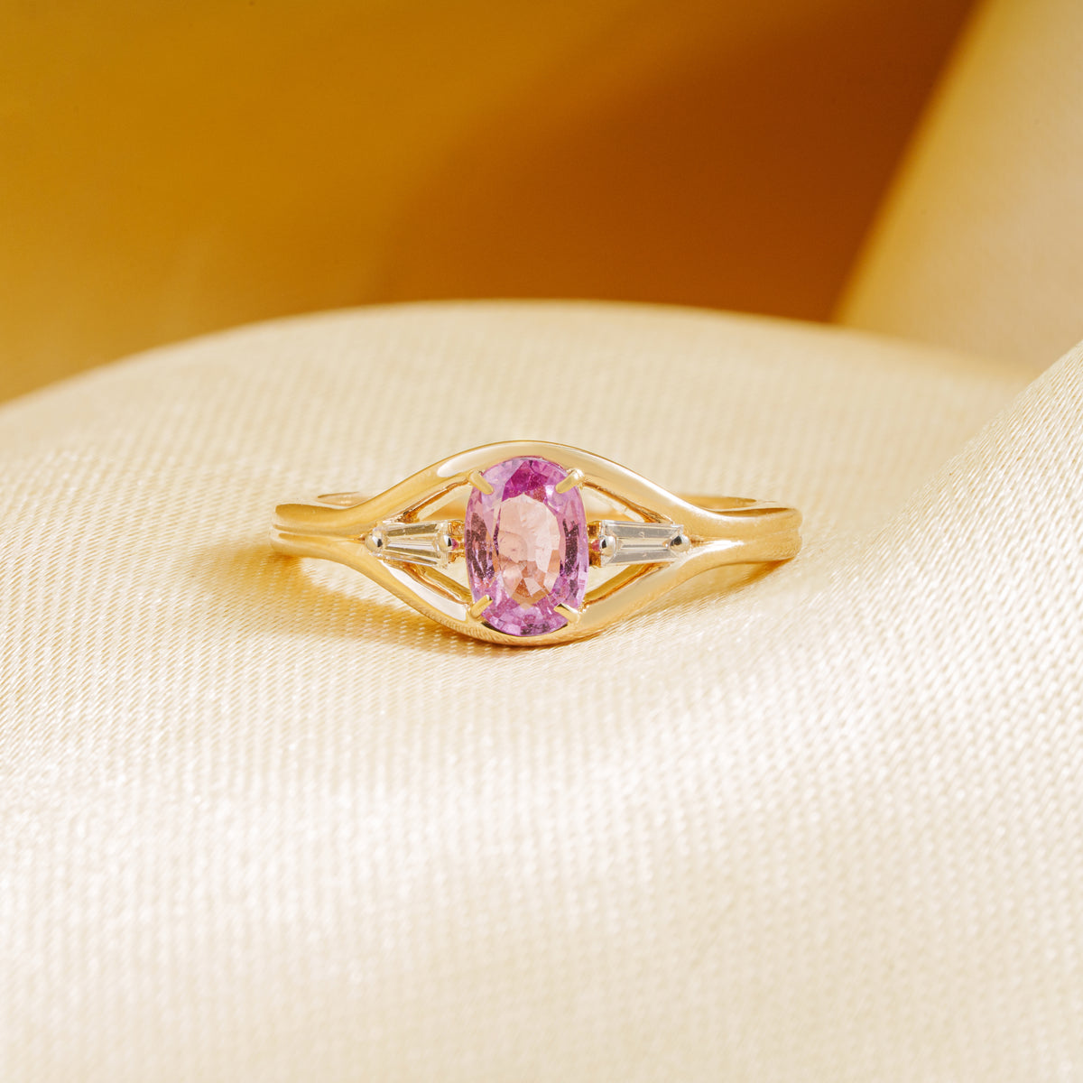 Pink Sapphire Diamond Ring