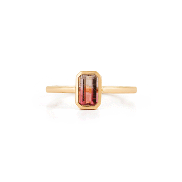 Watermelon Tourmaline Bezel Ring