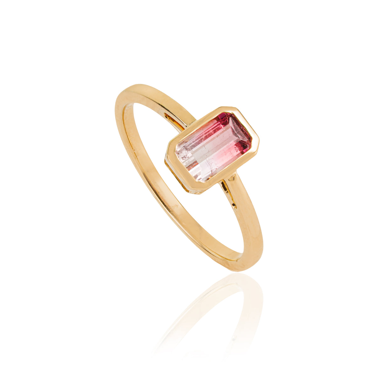 Watermelon Tourmaline Bezel Ring