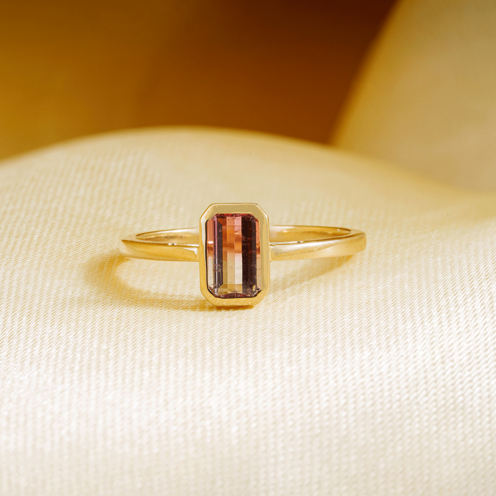 Watermelon Tourmaline Bezel Ring