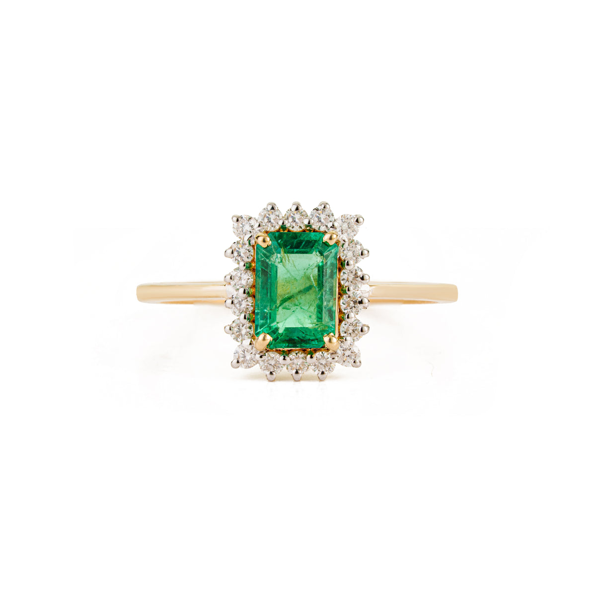 Emerald Diamond Halo Ring