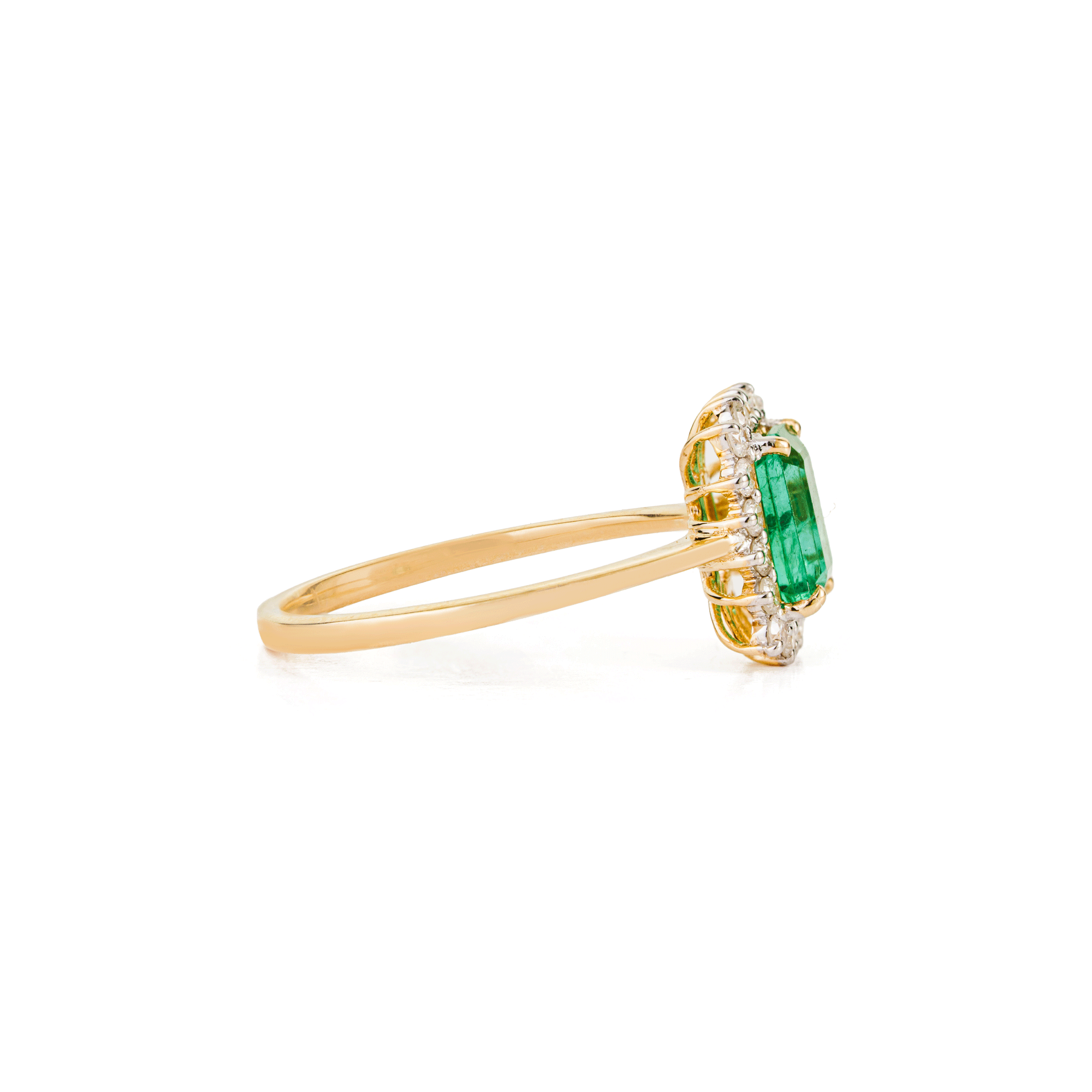 Emerald Diamond Halo Ring