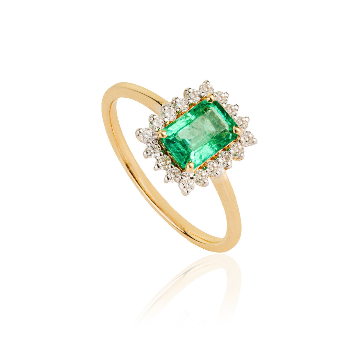Emerald Diamond Halo Ring