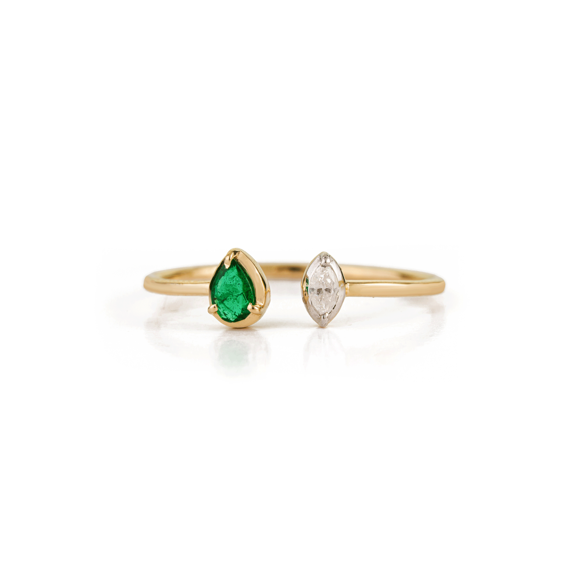 Emerald Diamond Open Ring