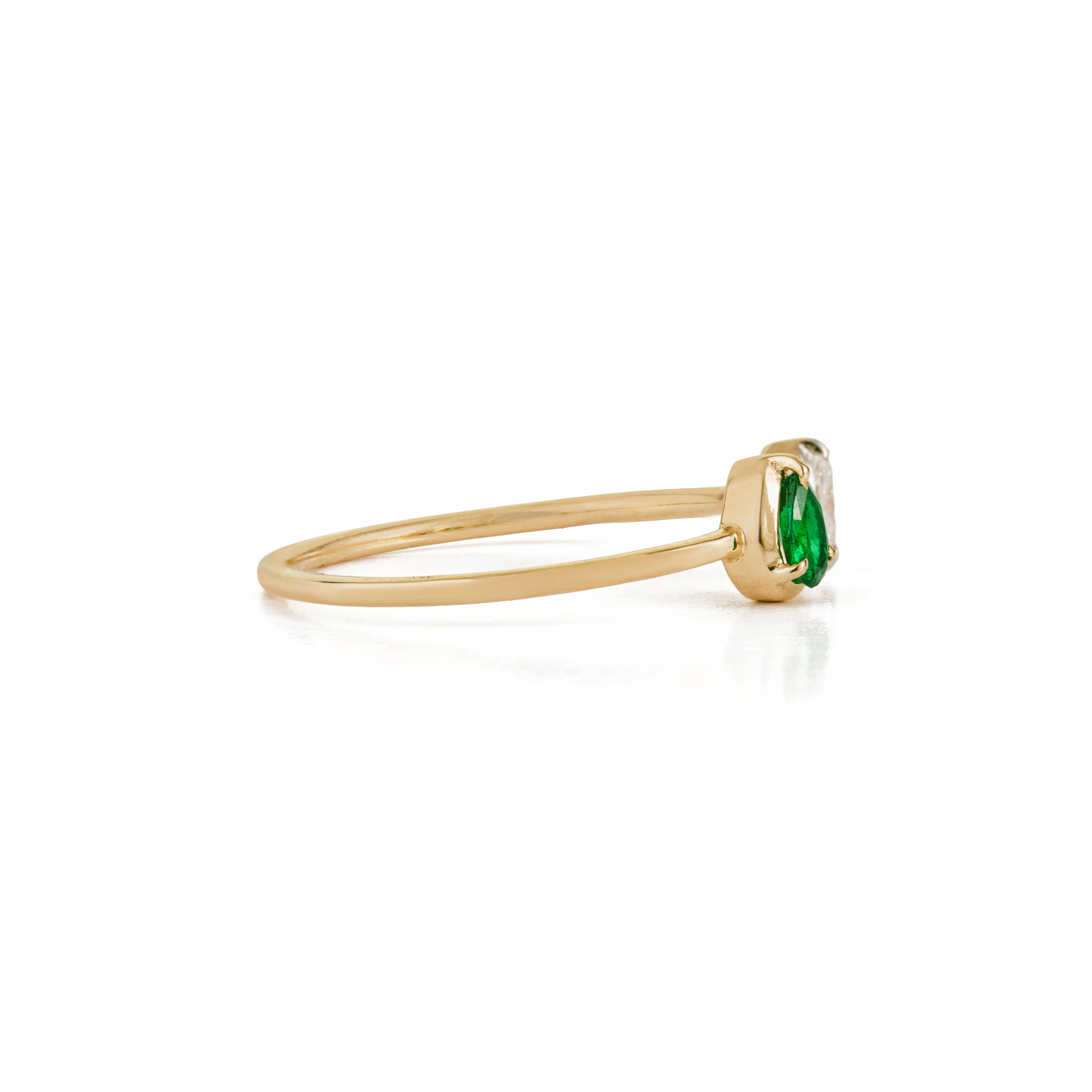 Emerald Diamond Open Ring