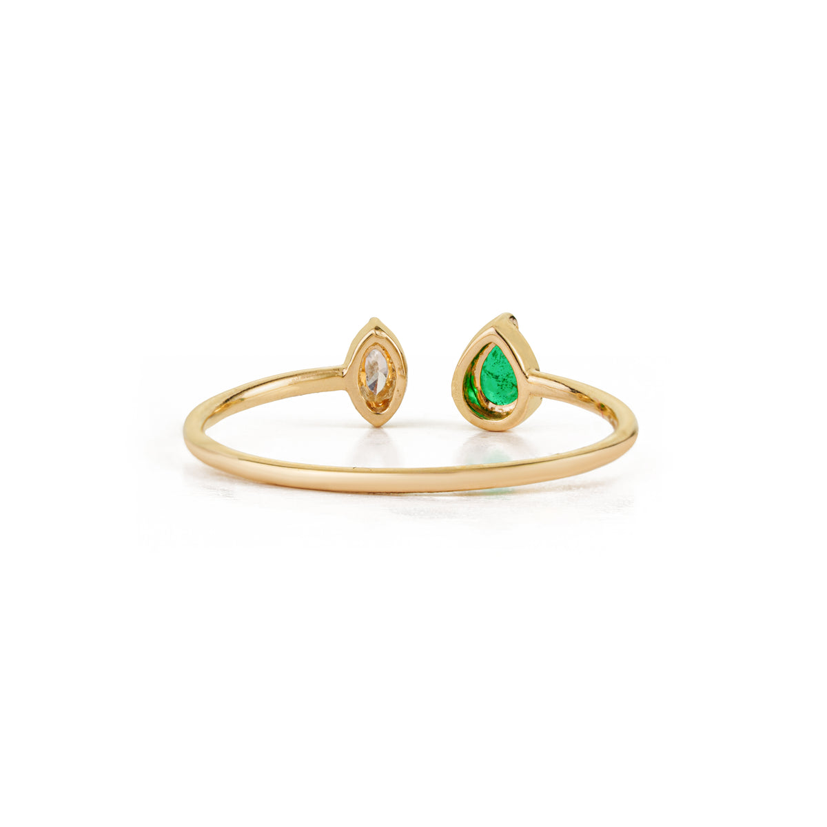 Emerald Diamond Open Ring