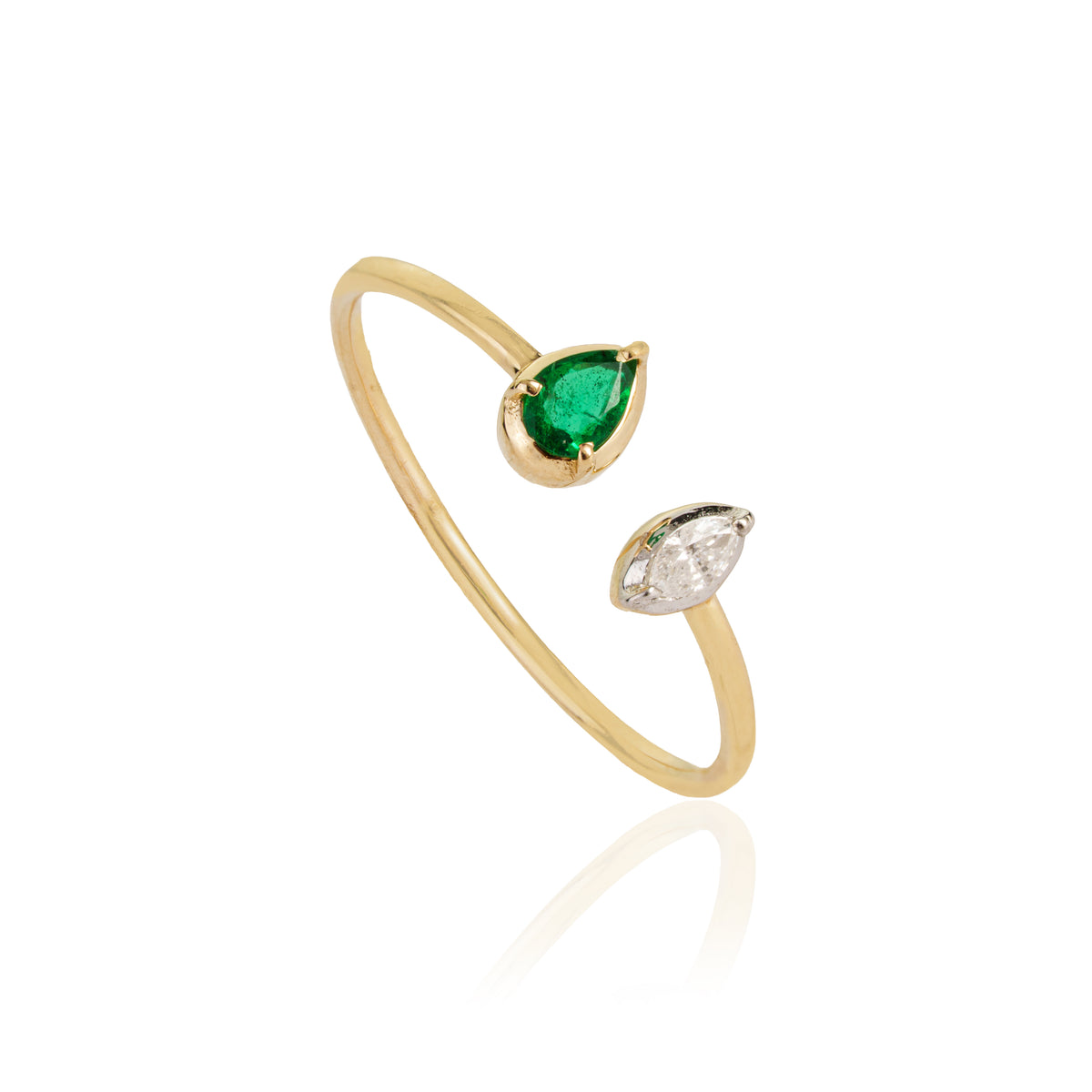 Emerald Diamond Open Ring