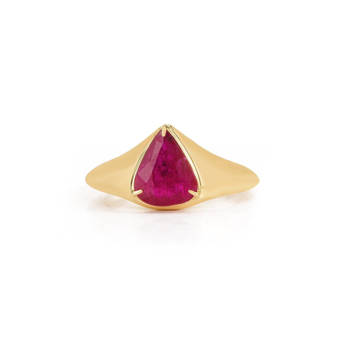 Pear Ruby Signet Ring