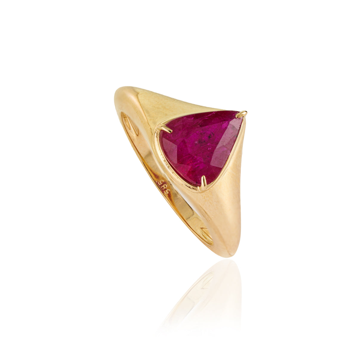 Pear Ruby Signet Ring