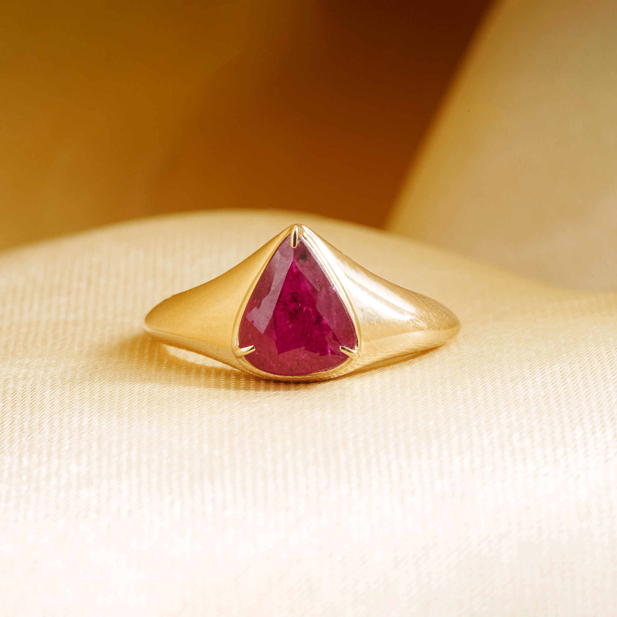 Pear Ruby Signet Ring