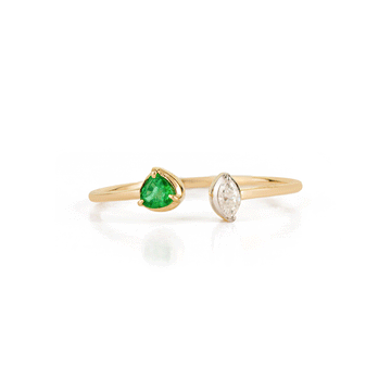 Emerald Diamond Open Ring