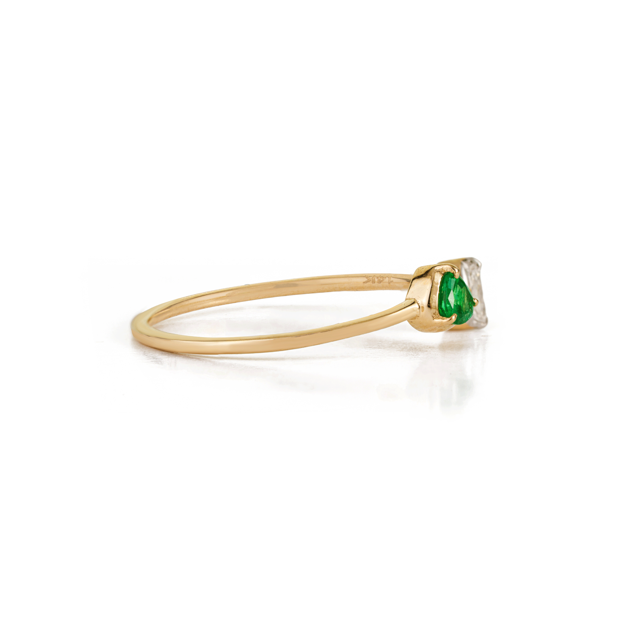 Emerald Diamond Open Ring
