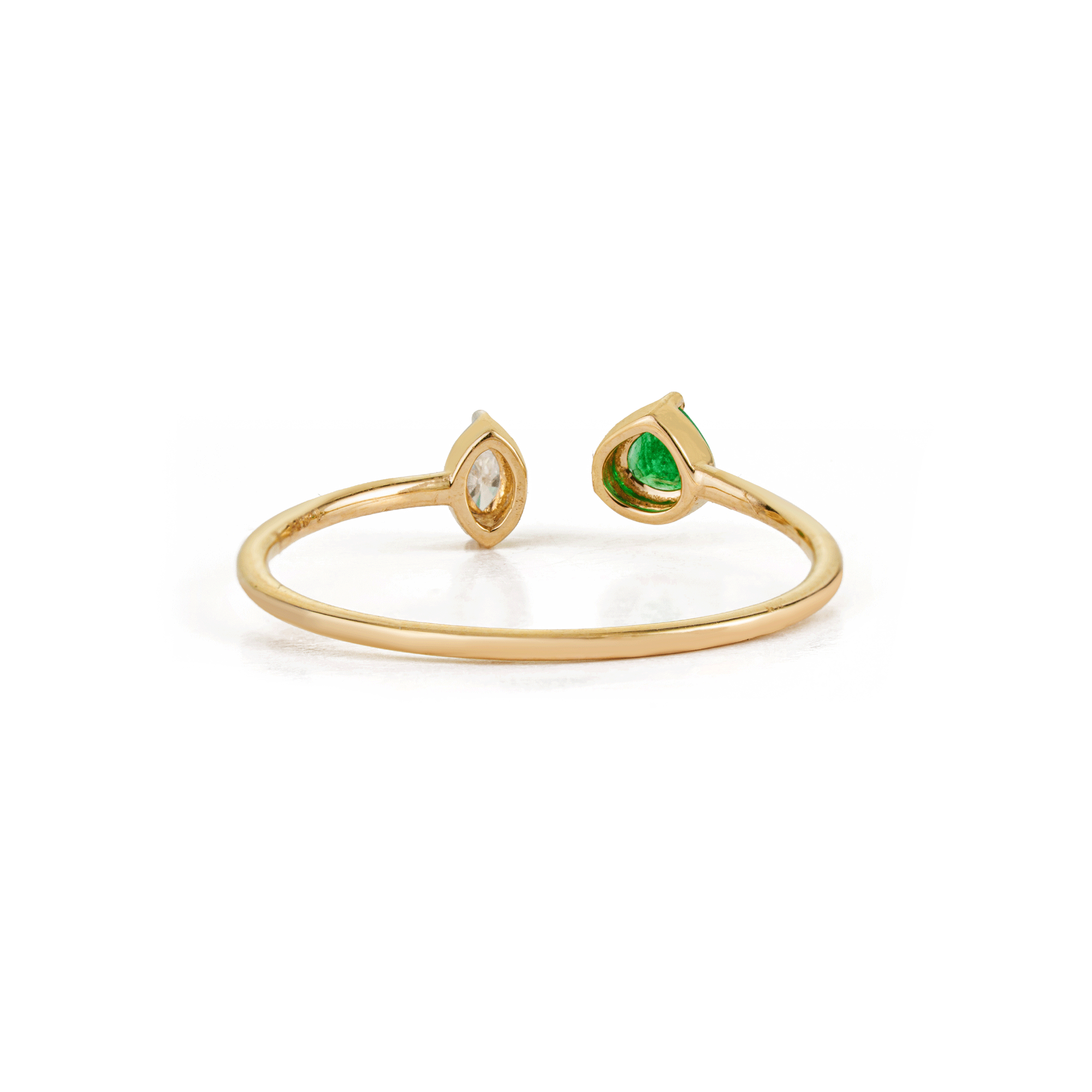 Emerald Diamond Open Ring