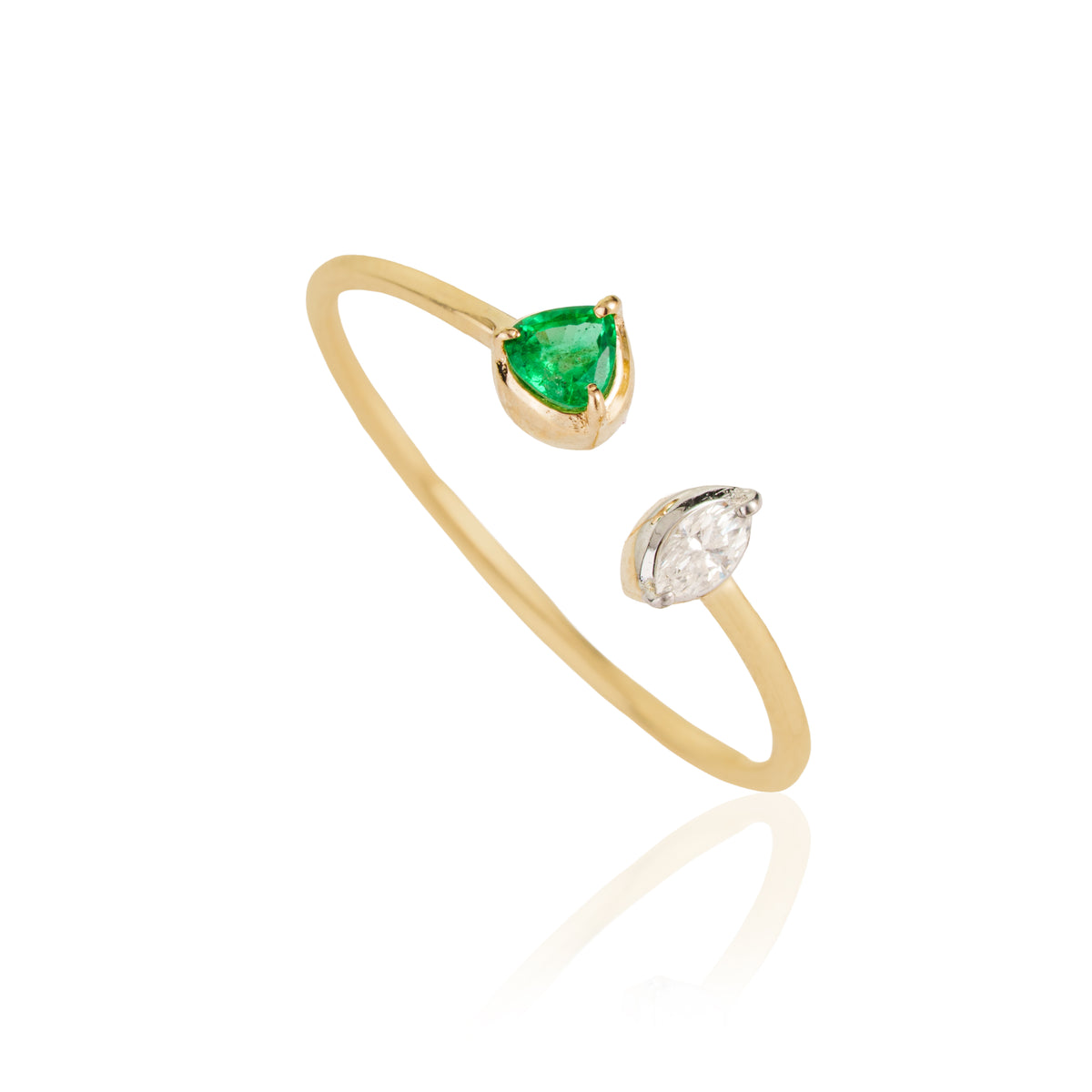 Emerald Diamond Open Ring