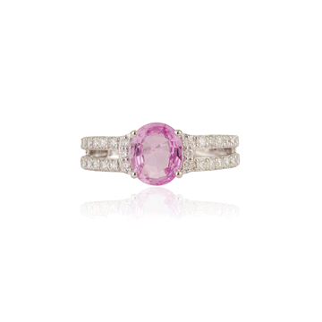 Pink Sapphire Diamond Split Shank Ring