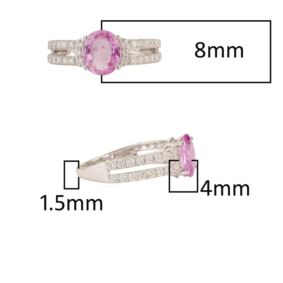 Pink Sapphire Diamond Split Shank Ring