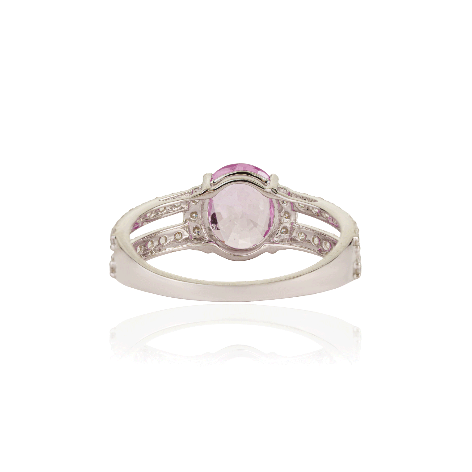 Pink Sapphire Diamond Split Shank Ring