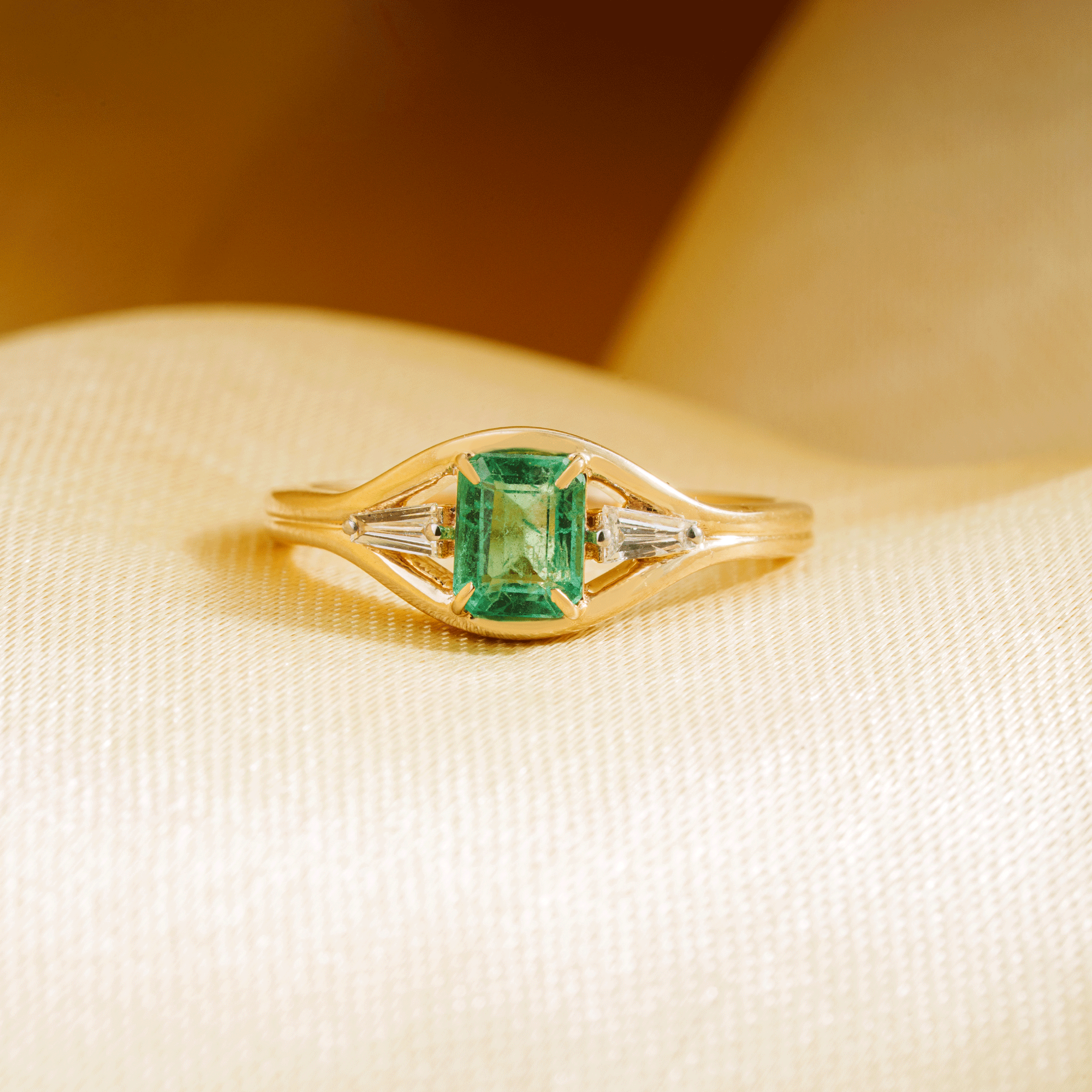 Emerald Cut Emerald Diamond Ring