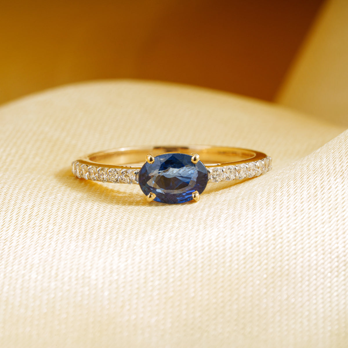 Blue Sapphire & Diamond Ring