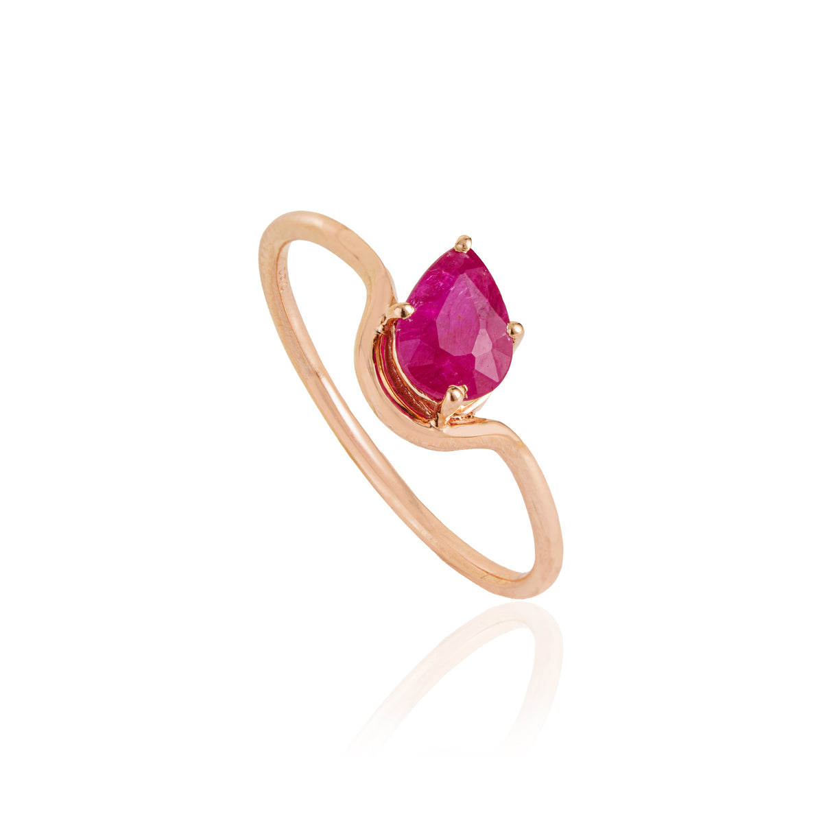 Pear Cut Ruby Solitaire Ring