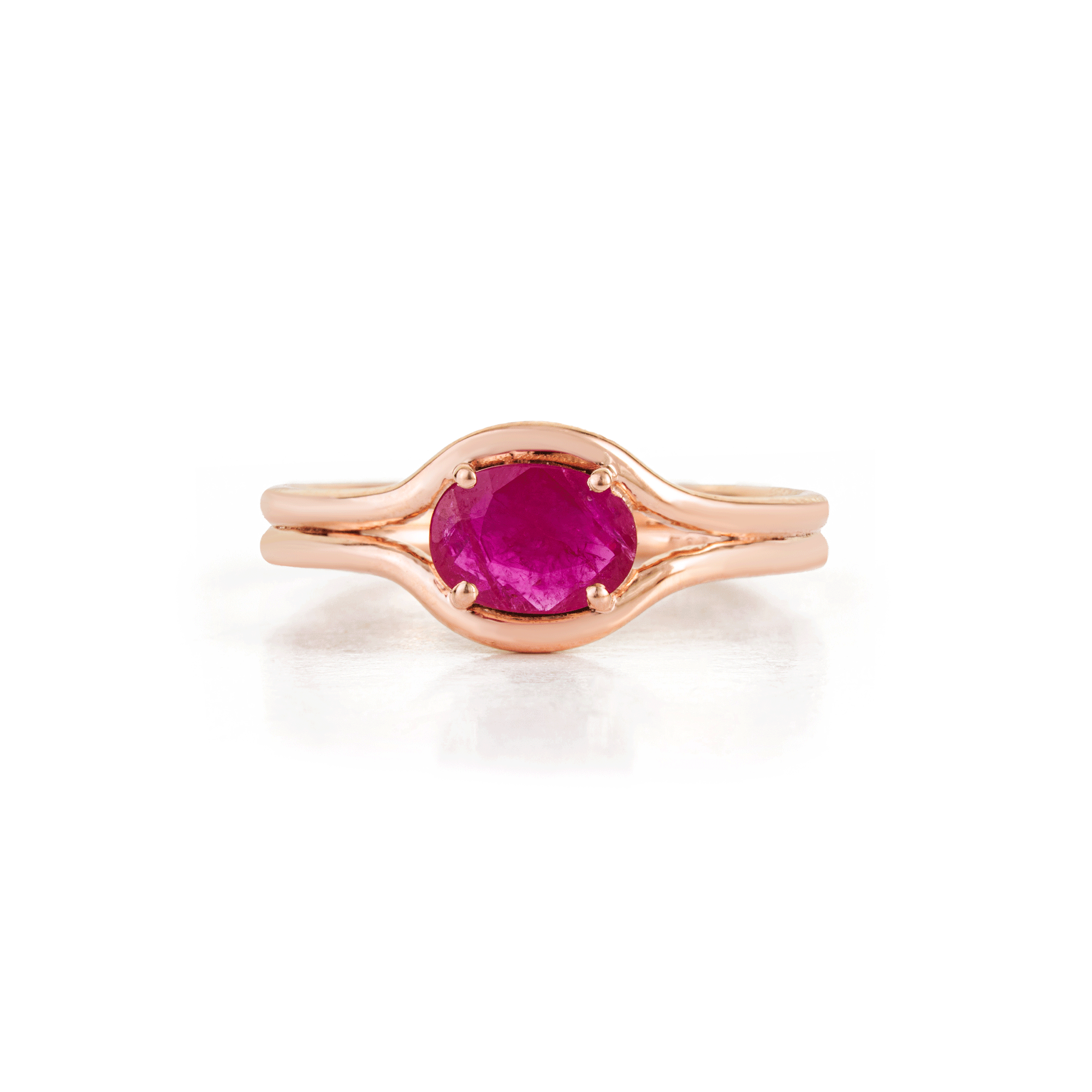 Natural Oval Ruby Split Band Ring