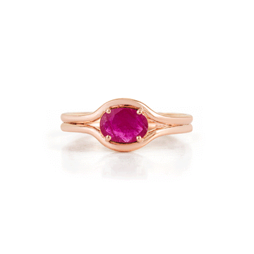 Natural Oval Ruby Split Band Ring