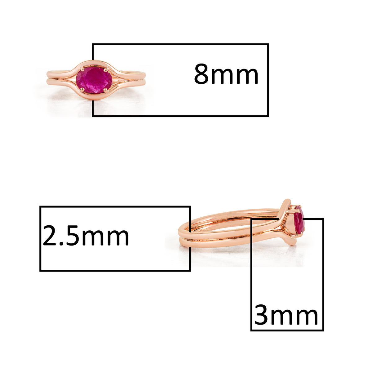 Natural Oval Ruby Split Band Ring