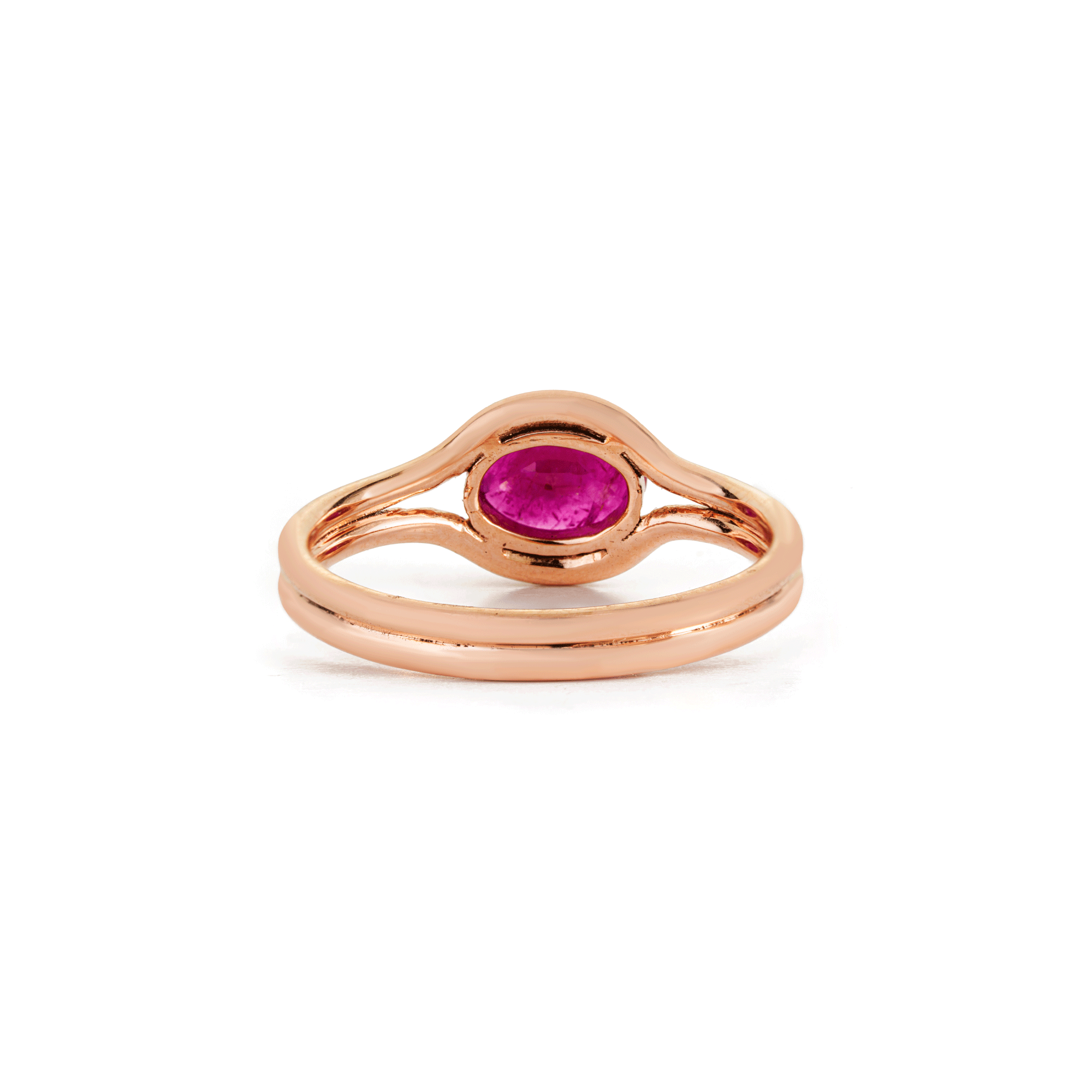 Natural Oval Ruby Split Band Ring