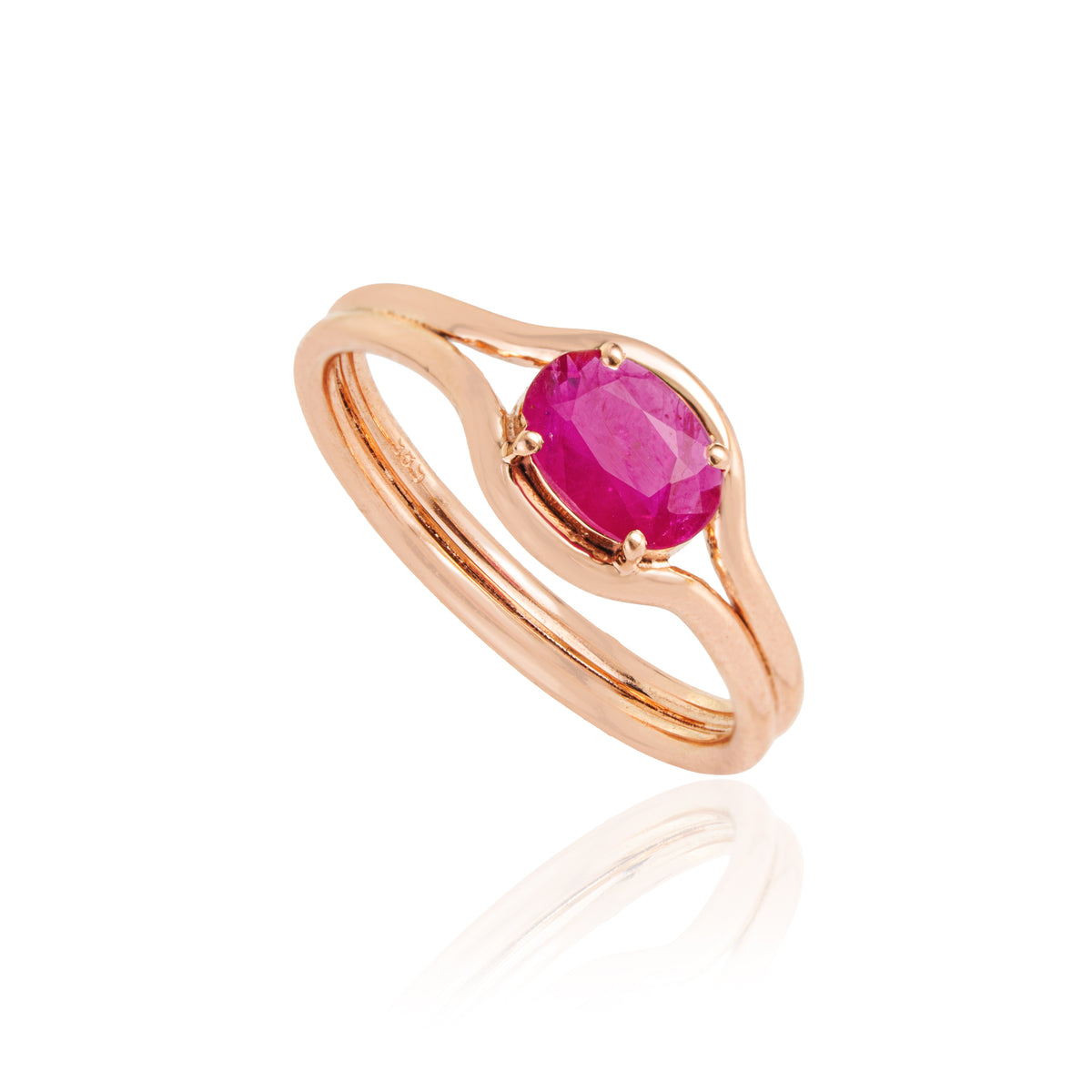 Natural Oval Ruby Split Band Ring