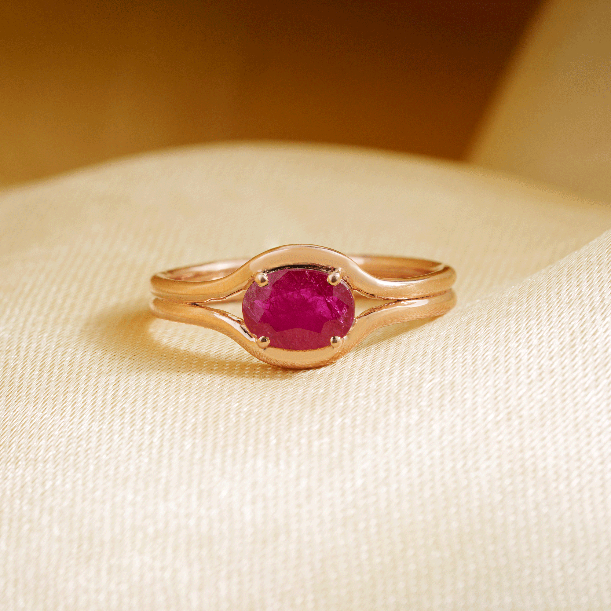 Natural Oval Ruby Split Band Ring