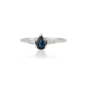 Pear Cut Blue Sapphire & Diamond Ring
