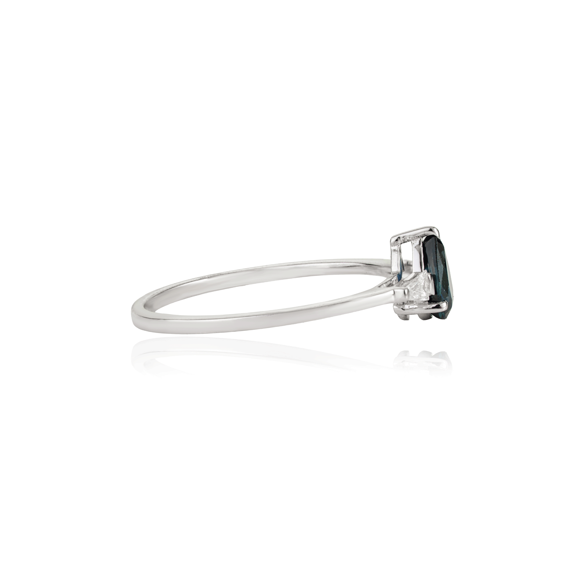 Pear Cut Blue Sapphire & Diamond Ring
