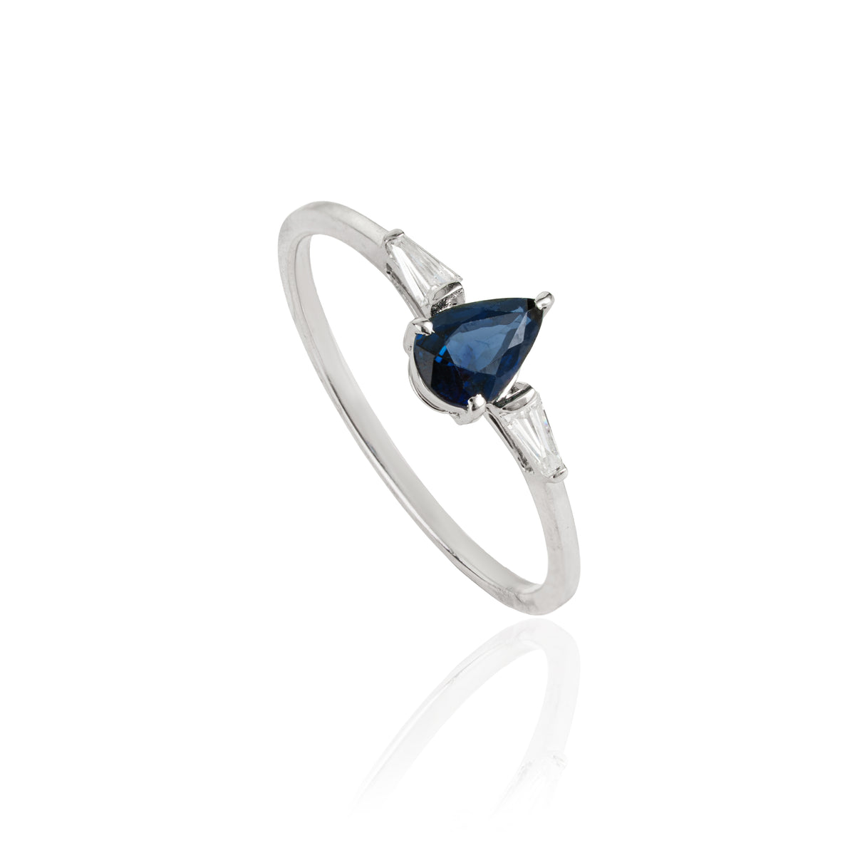 Pear Cut Blue Sapphire & Diamond Ring