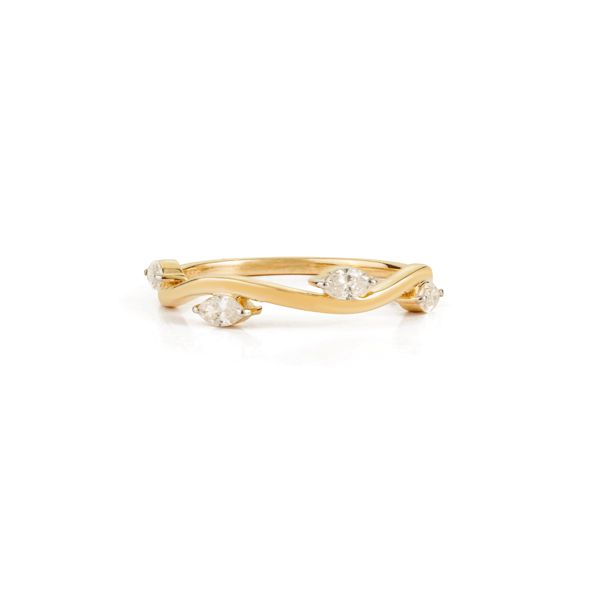 Diamond Crossover Wave Ring