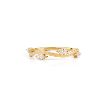 Diamond Crossover Wave Ring