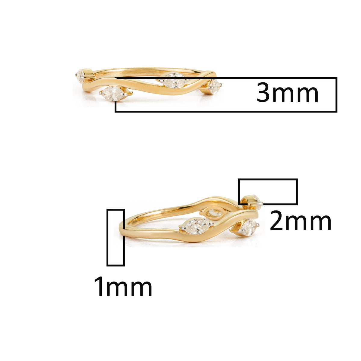 Diamond Crossover Wave Ring